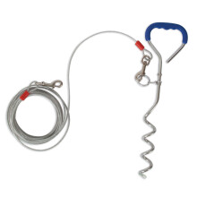 Petmate Easyturn 18 tums Spiral Stake Dog Tie Out med 20 fots kabel; Fr hundar upp till 100 Pounds Blue Comfort Power Handtag fr sker installa