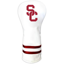 Team Golf NCAA USC Trojans White Vintage Fairway Head Cover White Vintage Fairway Golf Club Headcover Form Fitting Design Retro Design