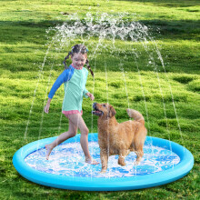 Sloosh Splash Pad Sprinklermatte - 6ft tropische Bltter im Freien Wasserspielspielzeug fr Kinder Hunde Hinterhof Party in Sommerdekor Auen Was