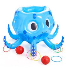 Sloosh Zwembadspeelgoed 2-in-1 Opblaasbaar Vlotter Waterspel Octopus Basketbal Ring Toss Buiten Zwemmen Speel Toss Game Drijvende Zwembadspellen