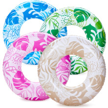 SLOOSH 4 Pack Pool Floats Pool Tube for Kids Swim Rings Inflatable Tubes Tropical Leaves Floatie Ring Water Toys for Swimming Summer Beach Party