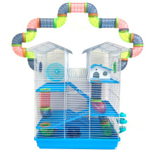 Gaiola para ratos, 5 nveis, grande, crossover, twin towner, tnel, hamster, roedor, gerbil, rato, rato, gaiola (azul)