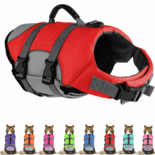 Mklhgty Hundeschwimmweste Reflektierende und verstellbare Hundeschwimmweste mit Rettungsgriff zum Schwimmen und Bootfahren Ripstop Pet Safety Rettung