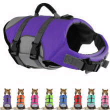 Mklhgty Hunde-Schwimmweste, reflektierend, verstellbare Hundeweste mit Rettungsgriff zum Schwimmen und Bootfahren, Ripstop-Rettungsweste für Haustier
