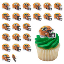 DecoPac NFL Green Bay Packers Helmet Rings 24 Football Cupcake Decorations Officially Licensed Football Rings Food Safe Cake Toppers - 24 Pac