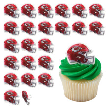 DecoPac NFL Kansas City Chiefs Helmet Rings 24 Football Cupcake Decorations Officially Licensed Football Rings Food Safe Cake Toppers - 24 Pa