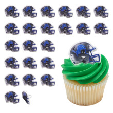 DecoPac NFL Detroit Lions Helmet Rings 24 Football Cupcake Decorations Officially Licensed Football Rings Food Safe Cake Toppers - 24 Pack