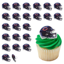 DecoPac NFL Chicago Bears Hjelmringe 24 Fodbold Cupcake Dekorationer Officielt licenseret Fodboldringe Food Safe Cake Toppers - 24 Pack