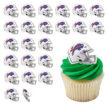 DecoPac NFL Buffalo Bills Helmet Rings 24 Football Cupcake Decorations Officially Licensed Football Rings Food Safe Cake Toppers - 24 Pack