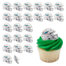 DecoPac NFL Miami Dolphins hjelmringe 24 fodbold cupcake dekorationer Officielt licenserede fodboldringe Food Safe Cake Toppers - 24 Pack