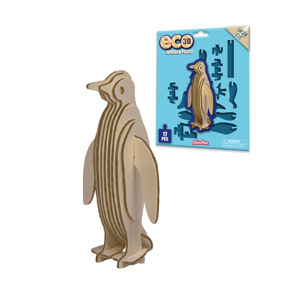 Eco 3D Wooden Puzzle - Penguin from Deluxebase. Sustainable Wood Animal Puzzle Craft Set. Model Building Kit for Educational Toys and Kids Party Favor-image-OPC-PHFKFBM-NEW