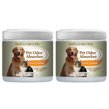 SMELLS BEGONE Air Freshener Pet Odor Absorber Gel - 15 oz  Pack of 2 - Absorbs and Eliminates Odor in Pet Areas  Bathrooms  Cars  & Boats - Made