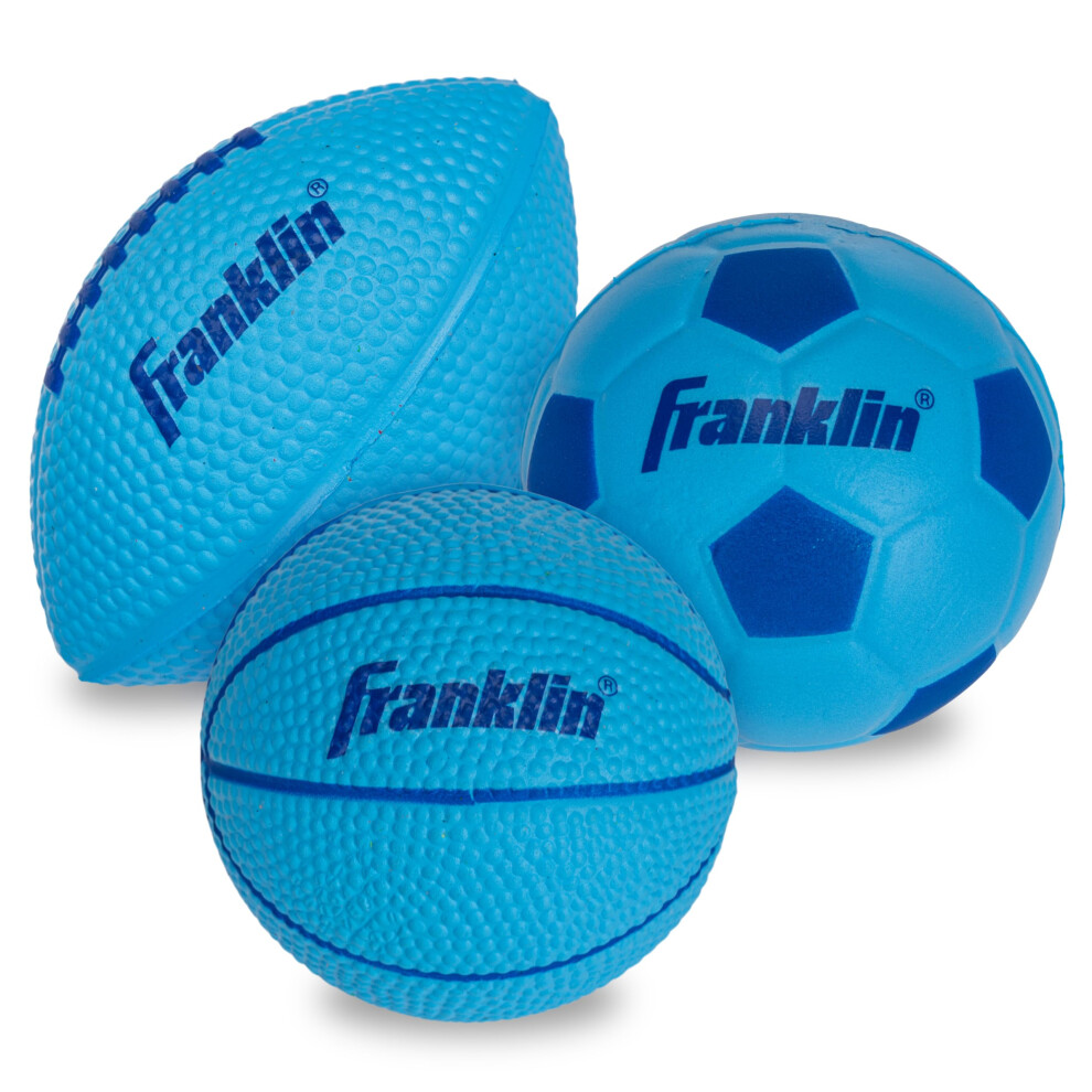 Franklin Sports Kids Foam Sports Balls - Mini Foam Footballs Basketballs + Soccer Balls for Kids - Indoor + Outdoor Soft Toy Equipment - Perfect Back