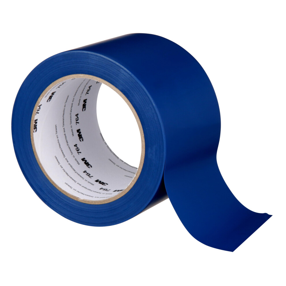 3M Vinyl Tape 764  General Purpose  3 in x 36 yd  Blue  1 Roll  Light Traffic Floor Marking Tape  for Social Distancing  Color Coding  Safety  Bundlin