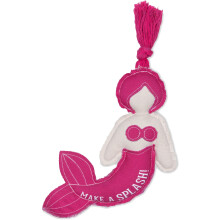 Pavilion Gift Company Brinquedo de corda de cachorro em formato de sereia de lona grande de 11 polegadas - Resistente e durvel Faa um respingo rosa