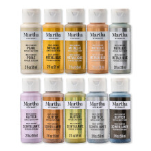 Conjunto de tintas Martha Stewart Multi-Surface Speciality 10 peas Metais raros