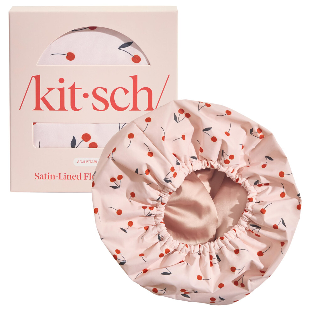 Kitsch Luxury Shower Caps For Women Reusable Waterproof - Flexi Satin Lined Large Shower Cap For Men Non-Slip Quick-Dry Adjustable Stylish Hair C