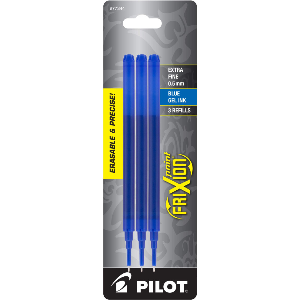 Pilot Frixion Point Gel Ink Refills For Erasable Pens Extra Fine Point 0.5 Mm Pack Of 3 Blue