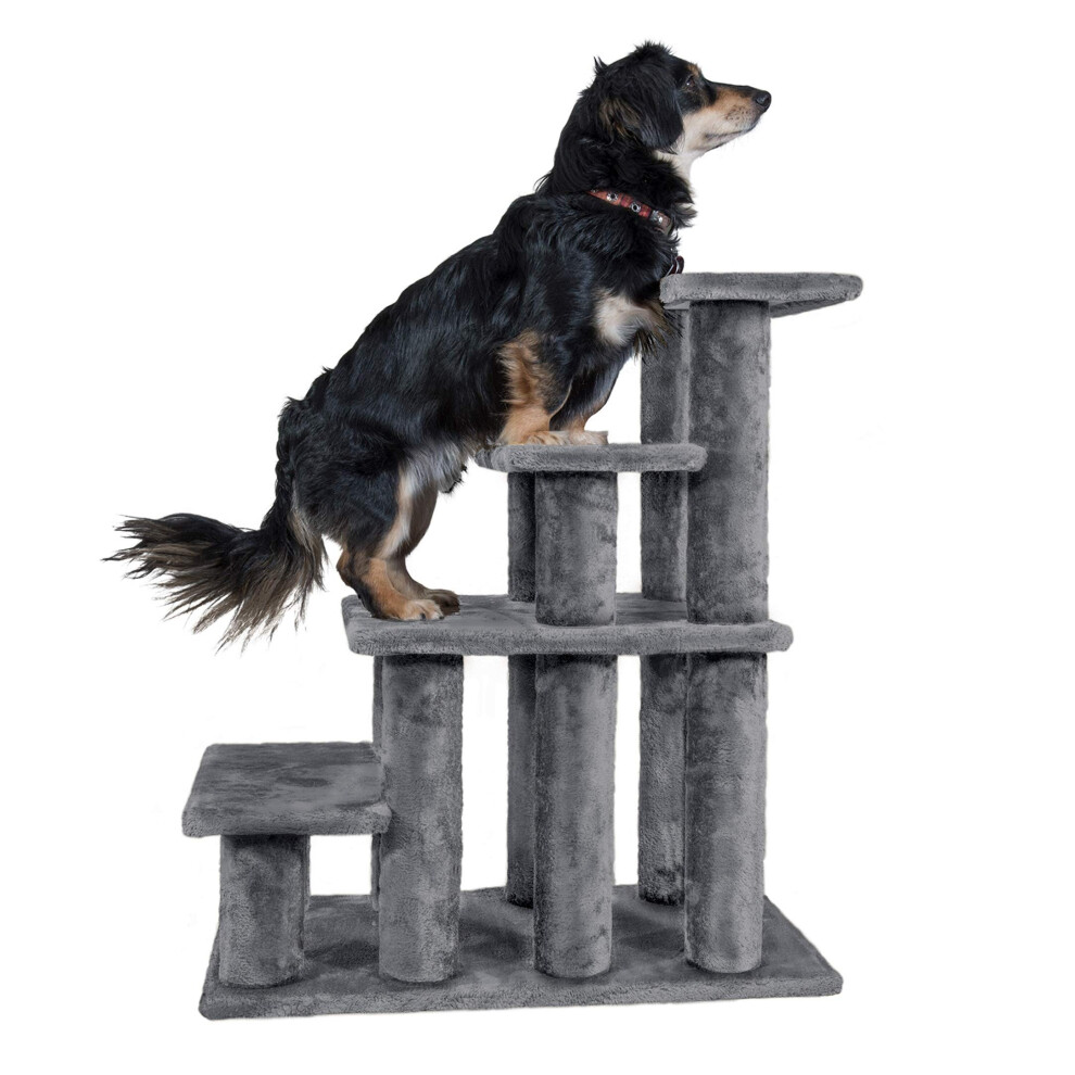 Furhaven Steady Paws Multi-Step Pet Stairs for High Beds & Sofas - Gray 4-Step