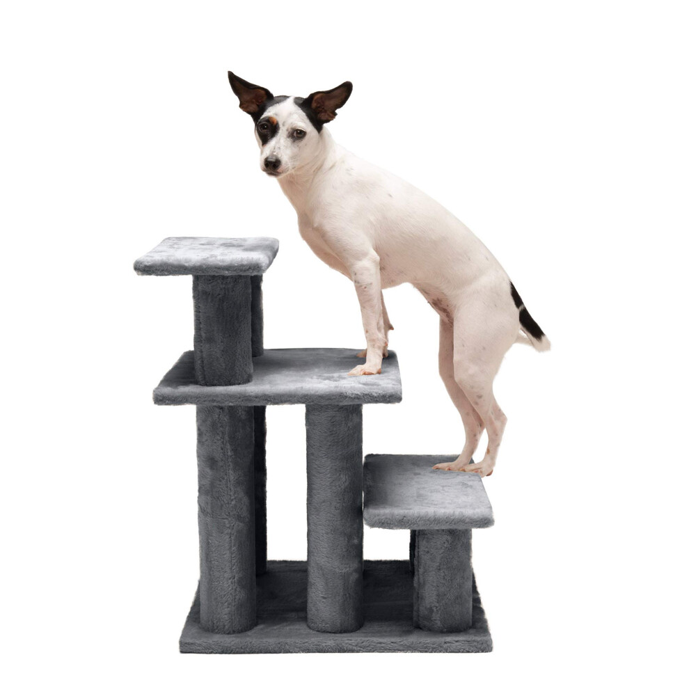 Furhaven Steady Paws Multi-Step Pet Stairs for High Beds & Sofas - Gray 3-Step