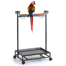 Large Wrought Iron Parrot Bird Play Stand Removable Easy Clean Tray Perch Play Gym Play Ground Stainless Feeder Cups Rolling Stand On Wheels