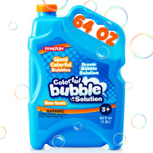 SYNCFUN 64 oz Forblandet bobleopl?sning 1,9L Giant Pre-Mix genopfyldningsopl?sning til boblemaskinestave Bl?ser p?ske Udend?rs aktivitet Ingen bl