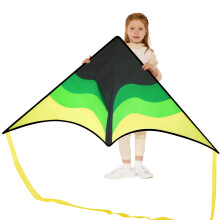 SYNCFUN Large Delta Kite Gradient Green - Ltt att flyga fr barn och vuxna Stranddrake med 328 fot snre fr utomhusspel och aktiviteter