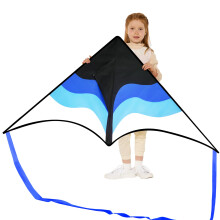 SYNCFUN Large Delta Kite Gradient Blue- Easy to Fly for Kids and Adults, Beach Kite with 328 ft String for Outdoor Games and Activities