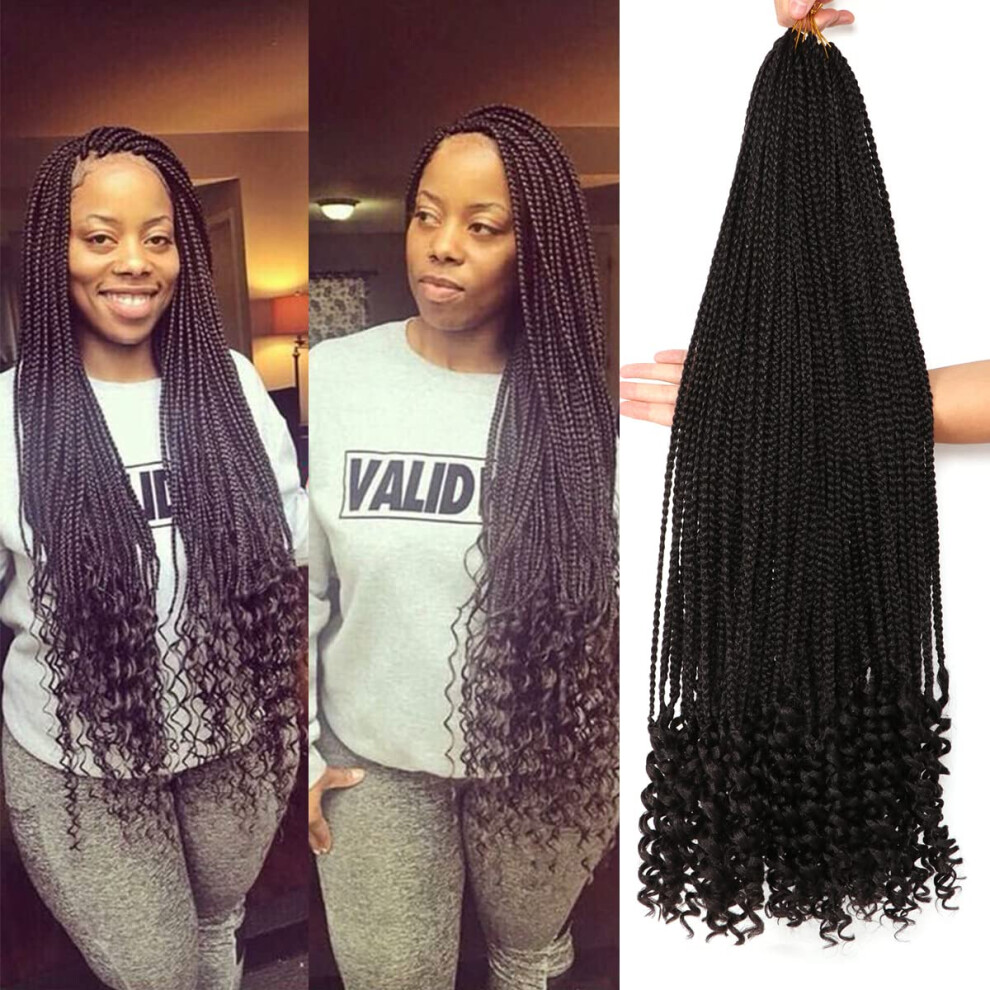 Urnice 6 Packs 30 Inch Boho Goddess Box Braids Crochet Hair For Black Women (1B# 30 Inch (Pack Of 6))