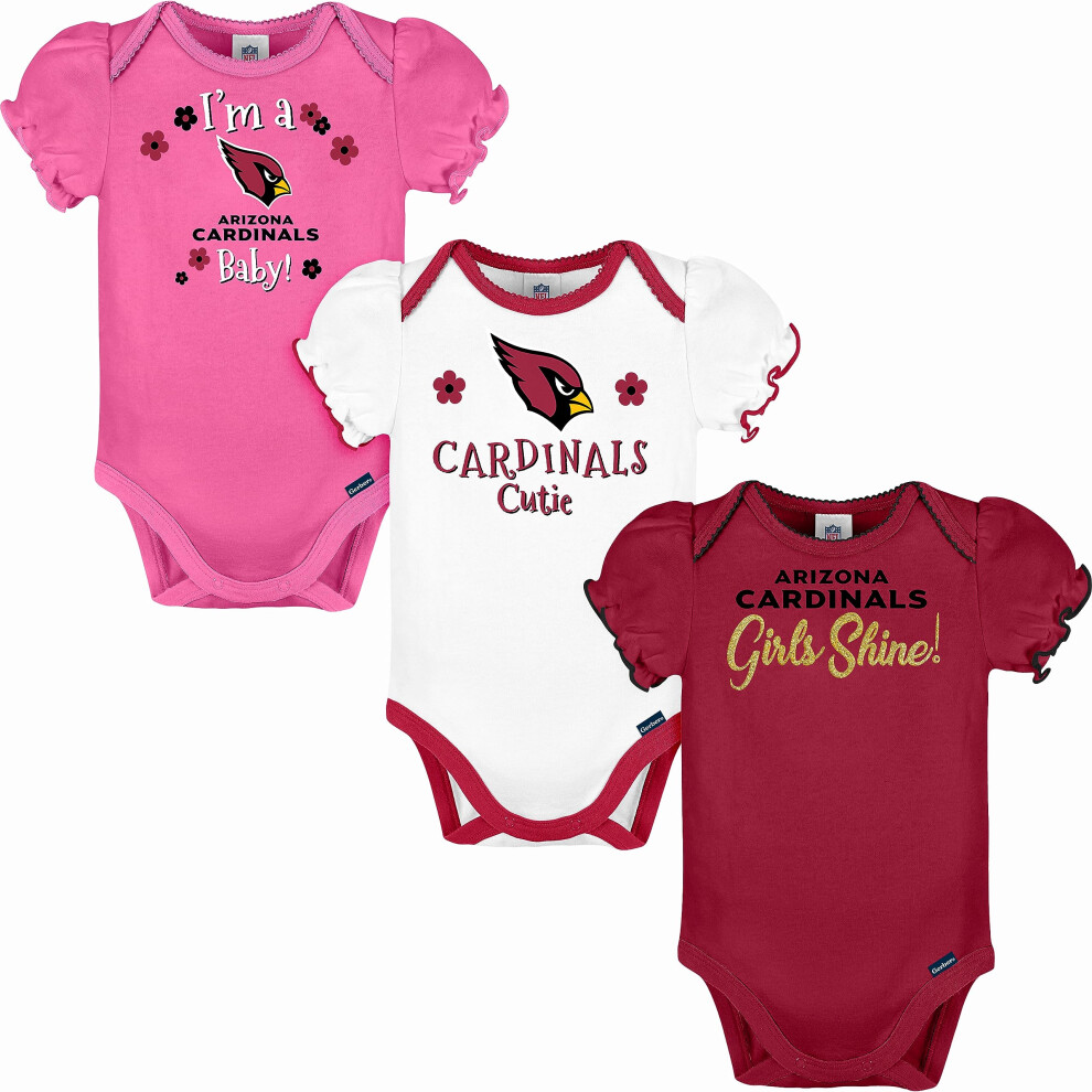Gerber Baby Girl's NFL 3 Pack Short Sleeve Onesie Bodysuit  Team Color  18 Months