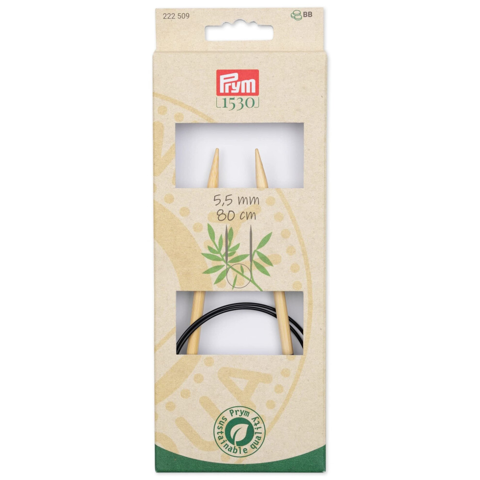 Prym 32"""" (80 Cm) Circular Bamboo Knitting Needles Us 9 (5.5 Mm)