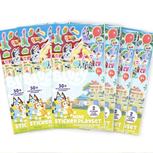 Bluey Mini Sticker Playset 6-balen 45 opakovane pouitelnch nafouklch samolepek Oboustrann hern scny Premstiteln cestovn hracka pro deti a b