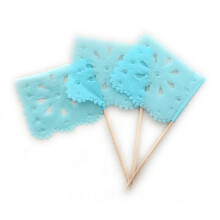 Set of 24 Pcs Mini Mexican Paper Papel Picado Tissue Banner Flags Banderita s Fiesta Party Decorations Cupcake Topper Party Banderines Flower Des