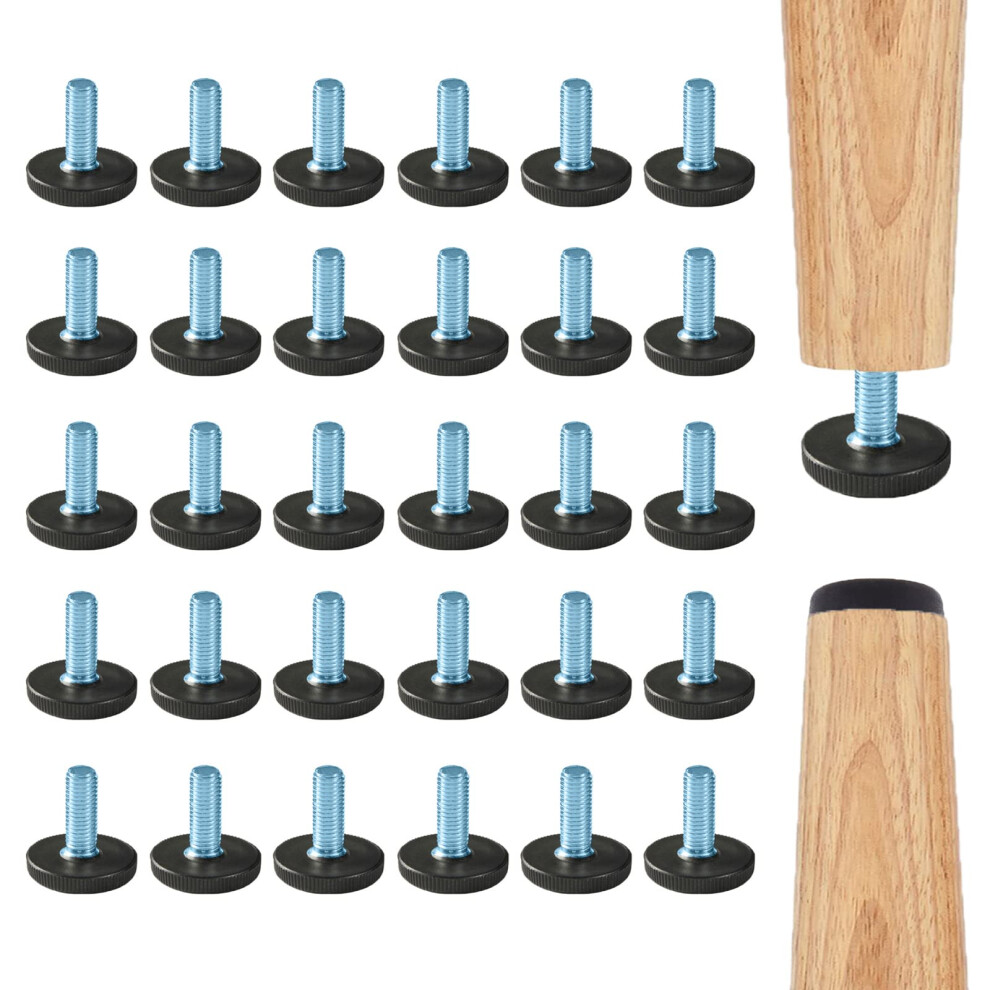 Wafjamf 32 Pcs M6 Thread Adjustable Furniture Levelers Screw In Threaded Adjustable Levelers Feet Screw On Furniture Glide Leveling For Table Chair 711691761858