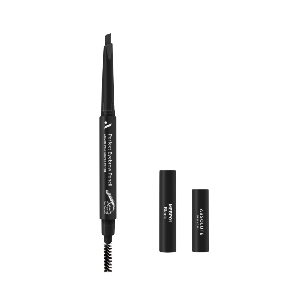 Absolute New York Perfect Eyebrow Pencil Dual-Ended To Shape Fill And Define Eyebrows (Mebp01 Black Hard)
