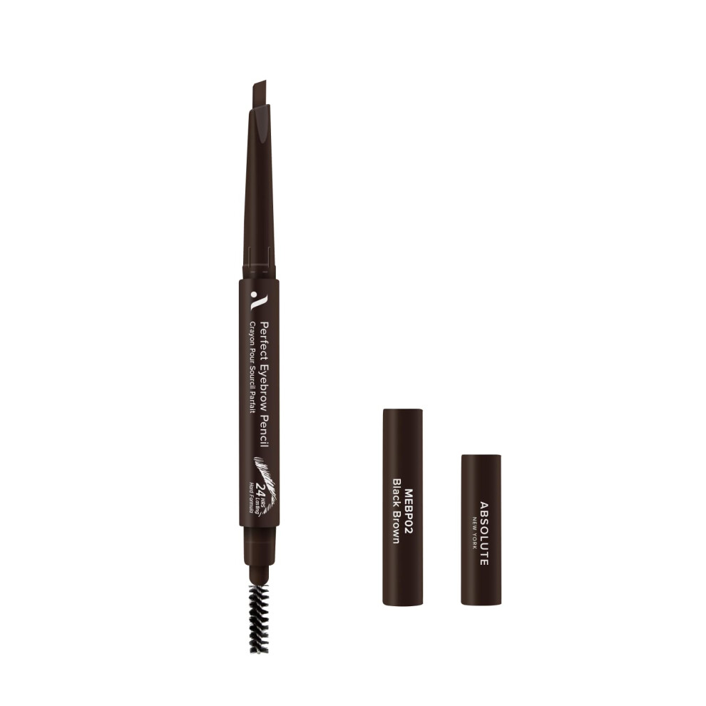 Absolute New York Perfect Eyebrow Pencil Dual-Ended To Shape Fill And Define Eyebrows (Mebp02 Black Brown Hard)