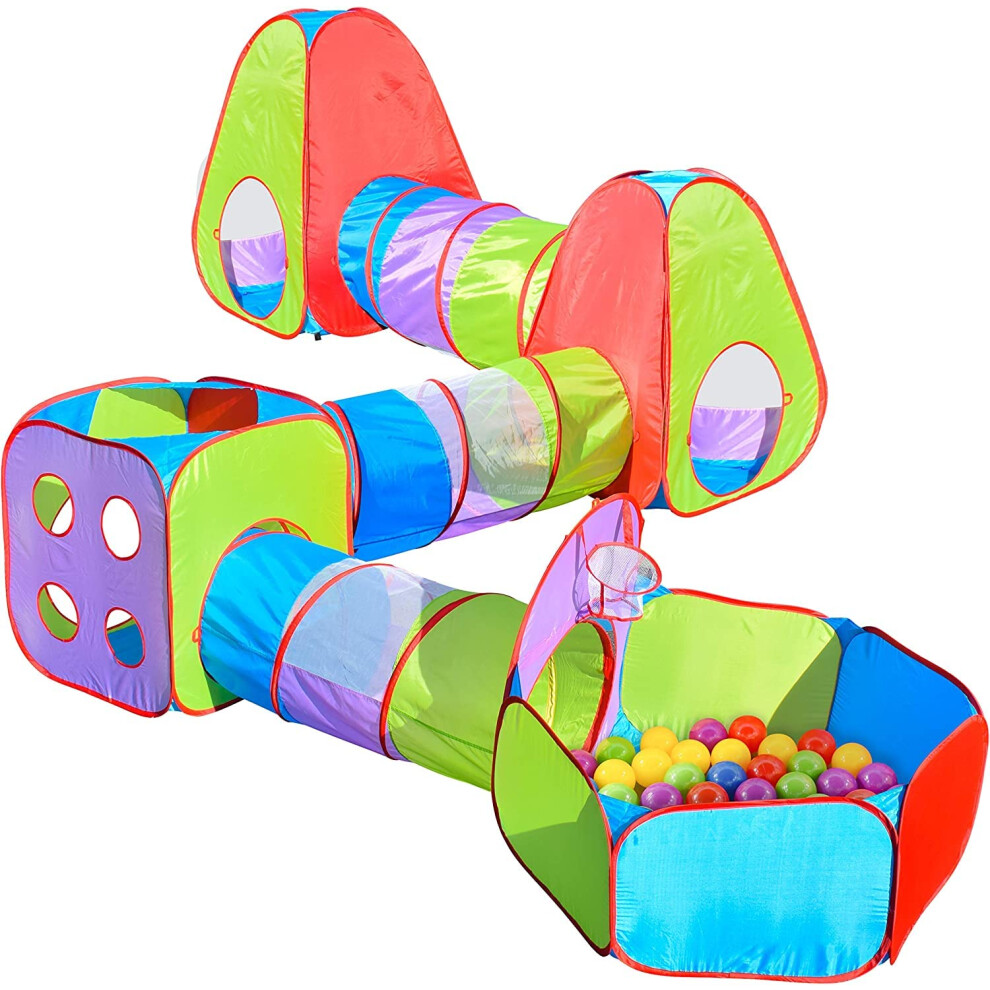 Hide and Slide 7pc Kids Ball Pit Play Tent and 20 Balls  Toddler Jungle Gym Play Tent Crawl Tunnel Toy for Babies Infant Children  Birthday Gift Girls-image-OPC-PHFKJ6T-NEW