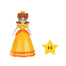 Nintendo Super Mario 4 tuuman Daisy-asetettava figuuri Super Star -tarvikkeella 3+ ikävuodet (virallisesti lisensoitu)