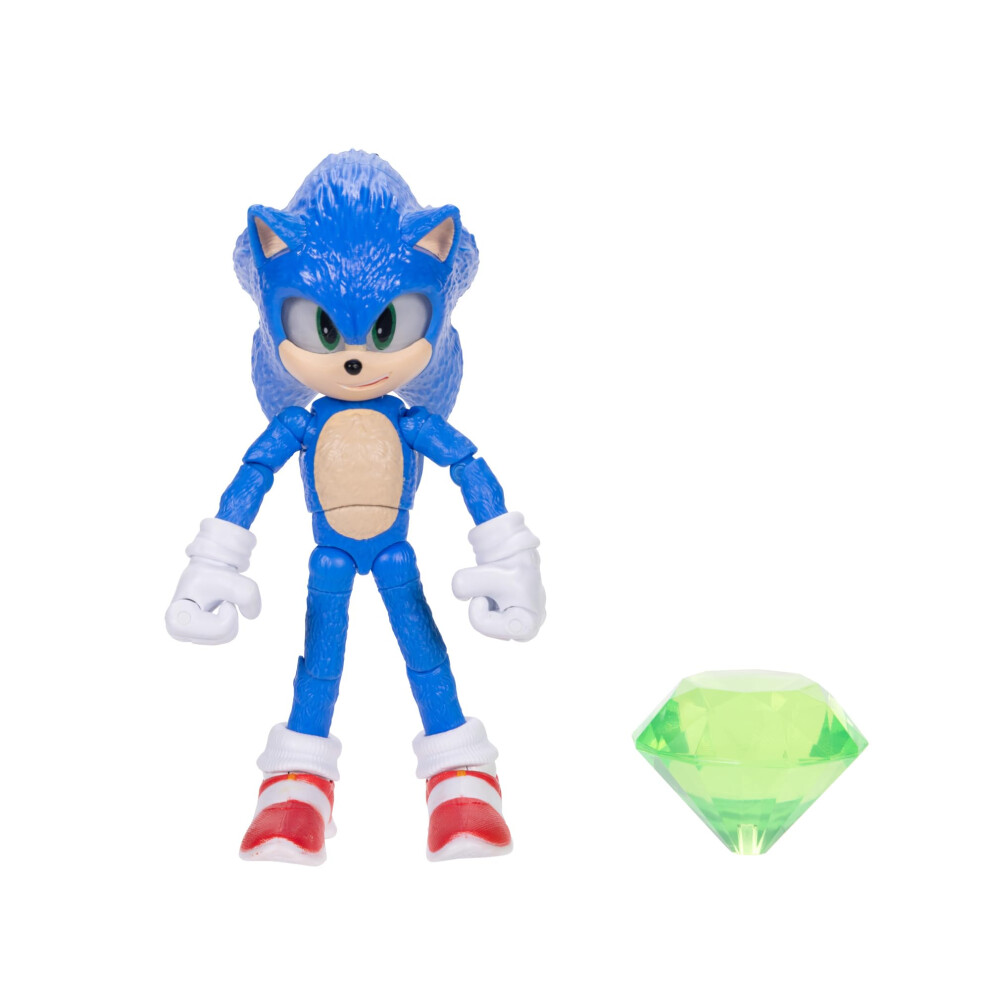 New Sonic The Hedgehog Sonic 3 Movie 5"""" Action Figures: Sonic With Emerald Wave #3 429524