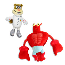 design LAB Inc. Spongebob Squarepants Viralliset tuotteet Interaktiiviset ja hauskoja keräilykoiran lelut | 2-pack Larry & Sandy -koiranlelu, jossa s