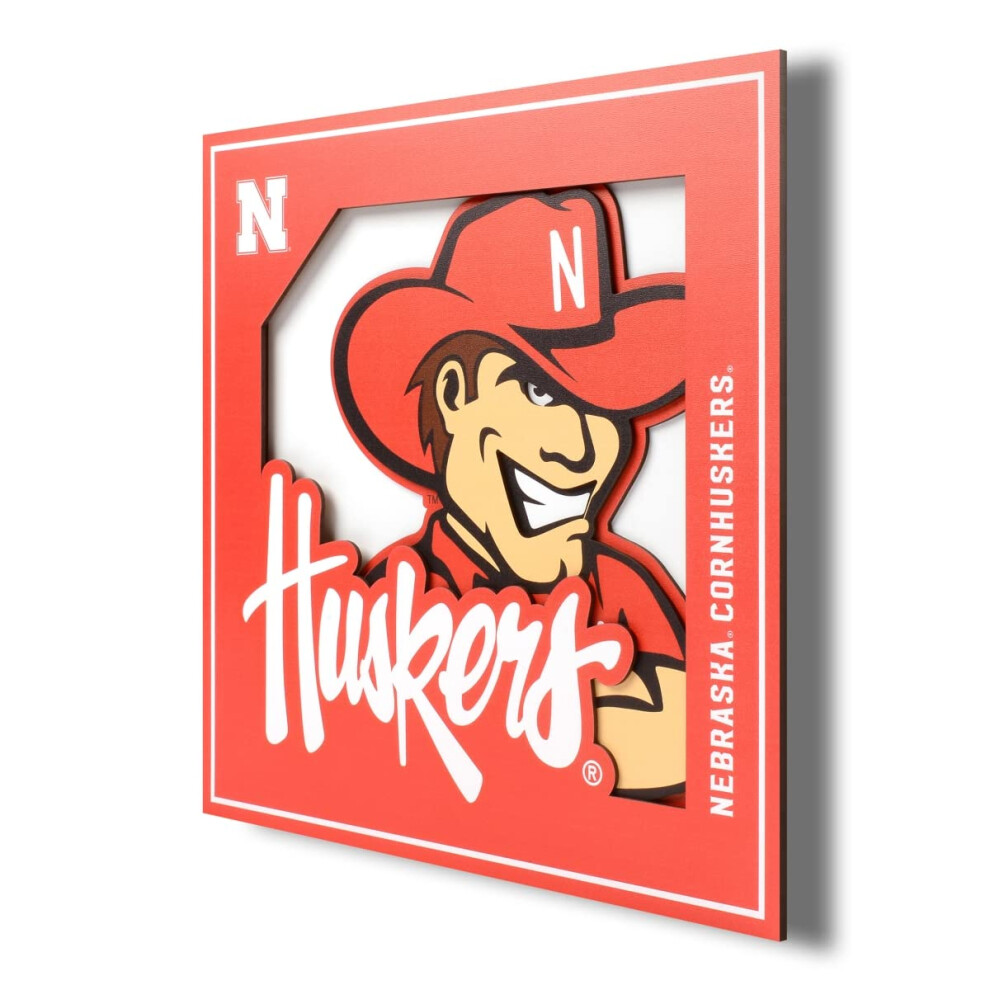 Youthefan Ncaa Nebraska Cornhuskers 3D Logo Series Wall Art - 12X12-image