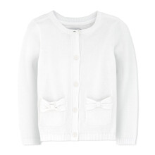 The Children's Place Baby Kleinkind M   dchen Strickjacke mit Schleife und Tasche, Wei   , 3T