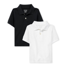 The Children's Place Piqu   -Poloshirt f   r Babys und Kleinkinder, kurz   rmlig, Schwarz/Wei   , 5T