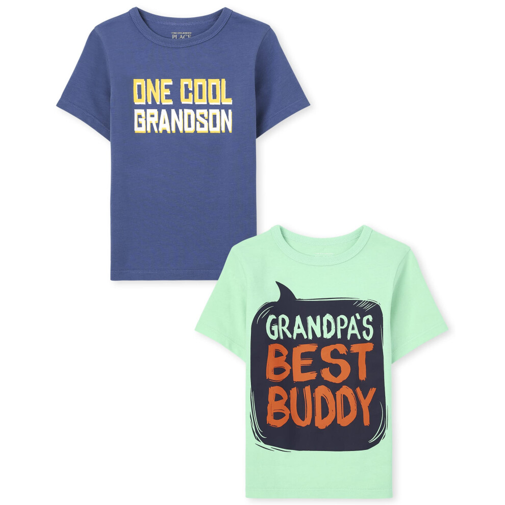 The Children's Place Baby Peuter Jongens Grafisch T-Shirt Met Korte Mouwen, 2-Pack Grandpa's Best Buddy/One Cool Grandson 5T-image