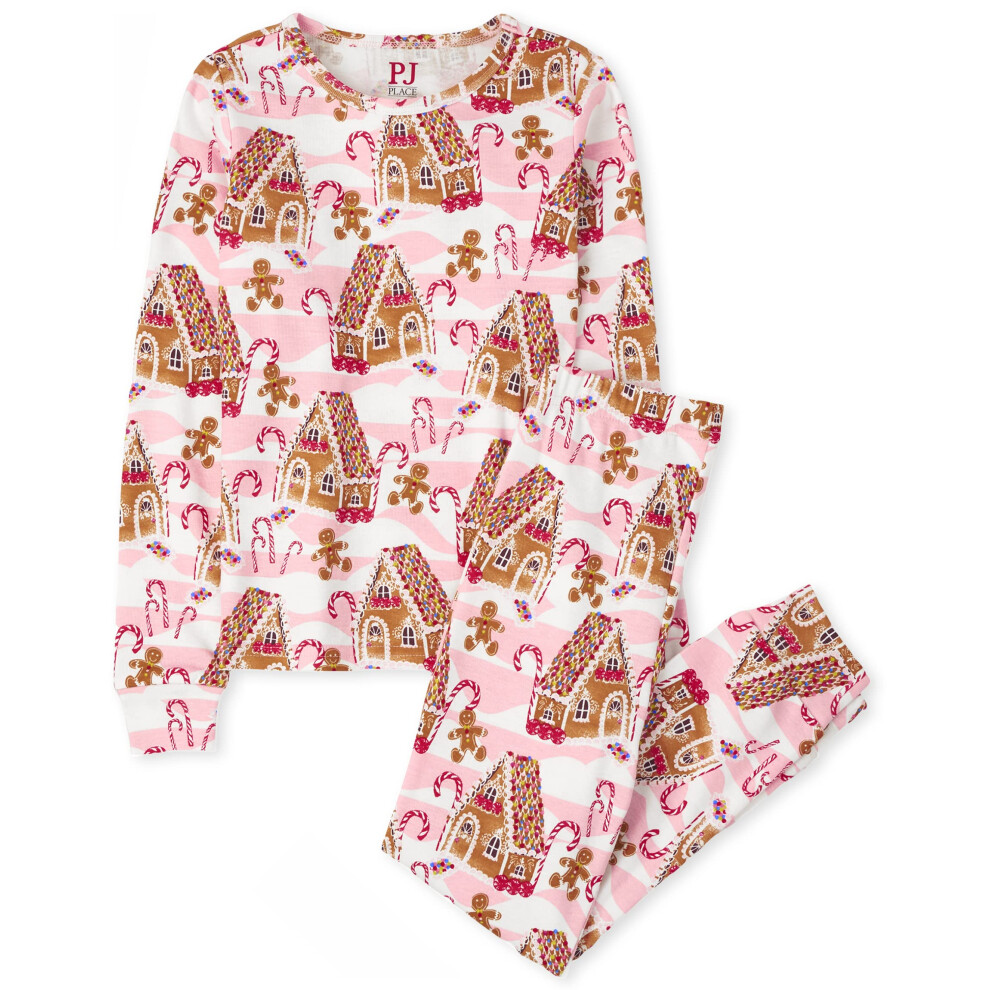 The Children's Place Family Matching Christmas Holiday Piajamas Set Aderente Fit 100% Cotton Beg Big Kid Baby Kids - Pj Set Pink Gingerbread 14-image
