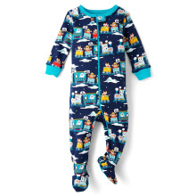 The Children's Place Baby-Schlafanzug fr Jungen und Kleinkinder, langrmlig, 100 % Baumwolle, Reiverschluss vorne, einteilig, mit Fen, Zge,