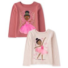 The Children's Place Baby-M   dchen und Kleinkinder, verschiedene Langarm-T-Shirts mit Grafik f   r jeden Tag, Multipacks, Dance Girl/Girl Princess,