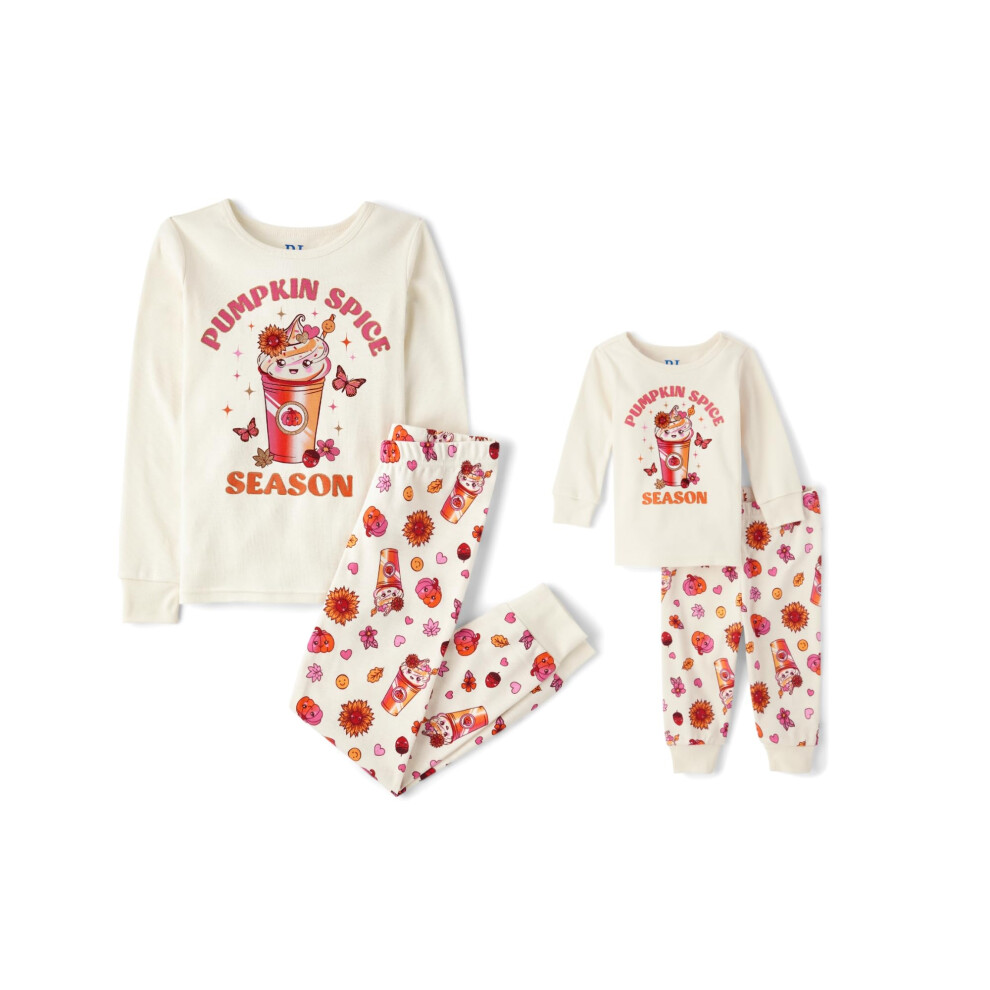 The Children's Place Unisexe Baby And Kids Sibling Fr Res Pyjama Assorti De Vacances Cotton Pumpkin Spice Saison 5-image