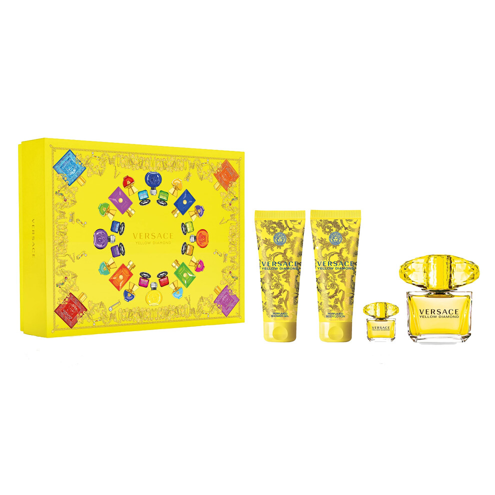Versace Edt Diamond 4Pcs Gift Set Yellow