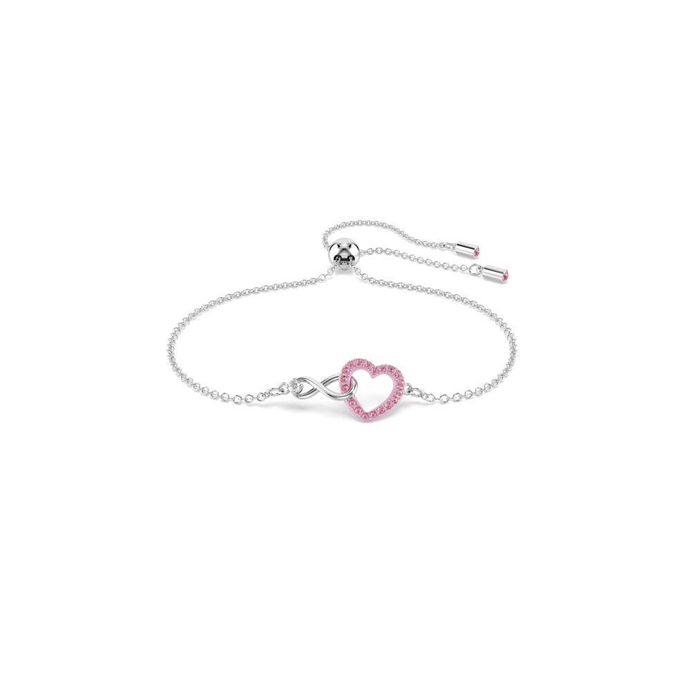Swarovski Hyperbola Bracelet  Heart And Infinity  Pink  Rhodium Finished